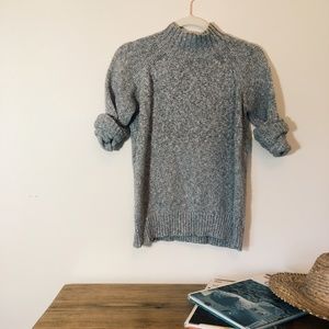 Cozy Grey Knit High Neck Sweater